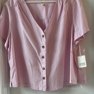 a.n.a NEW Pink Short Sleeve Button Down Shirt